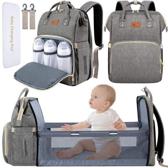 DEBUG Convertible Diaper Bag With Portable Changing Station In Heather Gray NWOT - Picture 1 of 5